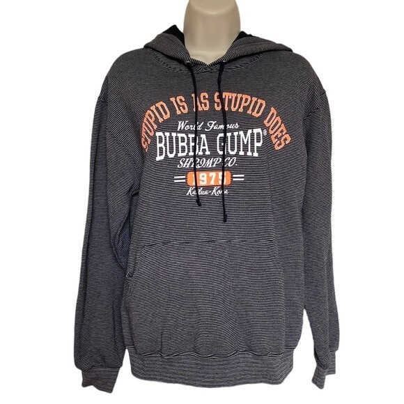 Bubba Gump Stupid Is As Stupid Does Fleece Lined Striped Hoodie Sz S - Picture 10 of 10